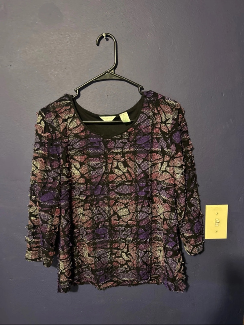 Purple & Black Textured Women's Top